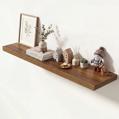 Image of Dreamland 48 Inches Floating Shelves for Wall, 9.3 inch Deep Long Floating Shelves Set of 1, Large Display & Storage Shelf, Wall Shelf for Bathroom Bedroom Living Room Kitchen Office, Walnut