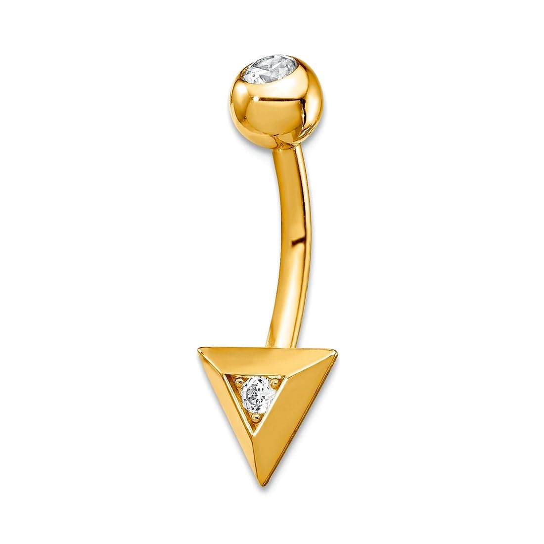 Bauchnabel-Ring, 14 Karat, dreieckig, Zirkonia, künstlicher Diamant, 8,07 mm, Metall, zirkonia