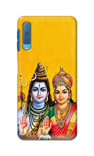 Image of PRINTFIDAA Lord Shiva Parvati Yellow Background Printed Designer Hard Back Case Cover for Samsung Galaxy A7 (2018), SM-A750F /DS, SM-A750G, SM-A750FN /DS -(TI) MVN1008