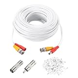 QUARKZMAN BNC Video Power Kabel, 30m/98ft All-in-One Sicherheitskamera Draht Verlängerungskabel für DVR Kamera System Installation, 1 Set Weiß