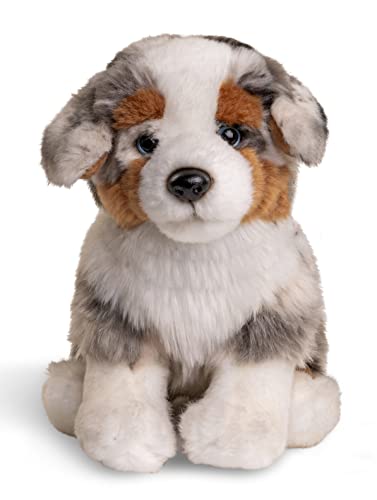 Uni-Toys - Australischer Schäferhund Welpe, sitzend (ohne Leine) - 22 cm (Höhe) - Plüsch-Hund, Haustier - Plüschtier, Kuscheltier