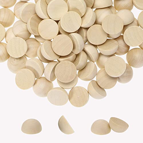 KAIAIWLUO Boules de Bois Fendues, 200 Pièces 15mm Perles Semi-Rondes Naturelles Non Finies pour la Fabrication D'Artisanat