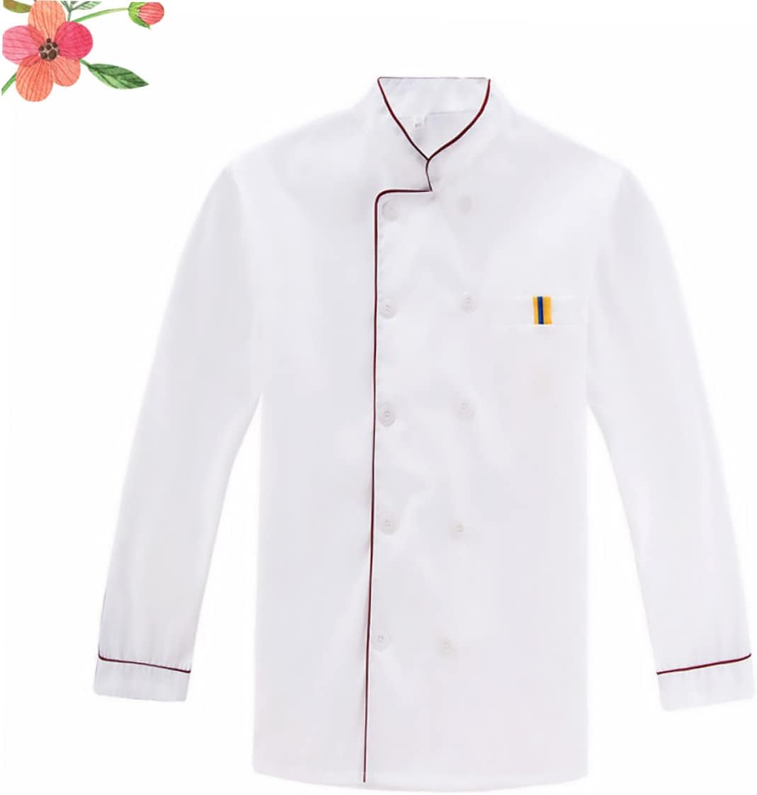 Red Long Sleeve Chef Coat for Men and Women Breathable Oil Cooking Jacket for Restaurant Hotel and Outdoor Barbecue Casual Loose Fit