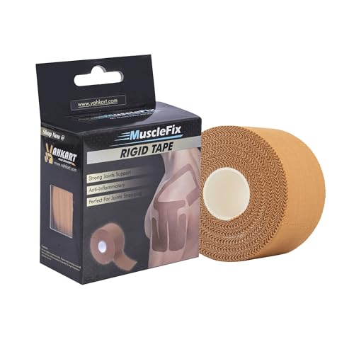 MuscleFix Rigid Tape (3.8 cm * 13.7 m) for Ankle & Wrist Joint Support, Blister Prevention, Strapping Non-Elastic Tape