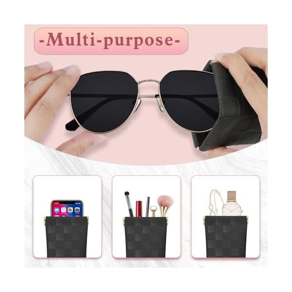 HIGH FIT eyeglasses bag Soft Glasses bag, Portable Squeeze Top Sunglasses Case Travel for Women Girls - Image 5
