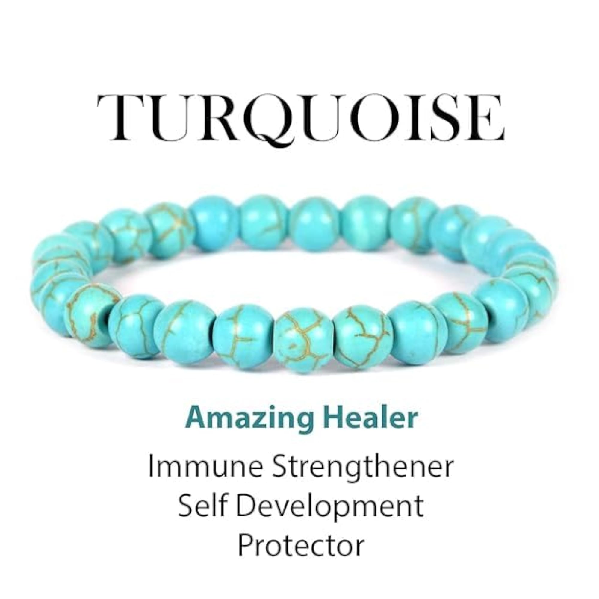 Men's Adjustable Anxiety Relief Stone Bracelet, 8mm Beads