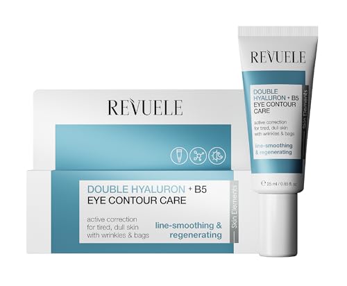 REVUELE Double Hyaluron + B5 Crema de ojos con ácido hialurónico y urea, cuidado de ojos hialurónico, antiarrugas y ojeras, para piel suave y regordeta, 25 ml