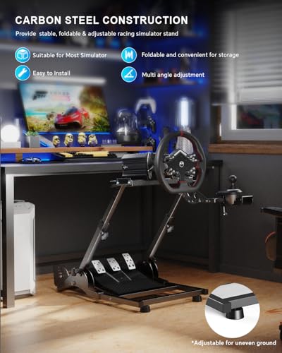 Image of PXN Steering Wheel Stand - A10 Foldable&Adjustable Racing Wheel Stand | 23 lb Heavy-Duty Frame, Sim Racing Cockpit, Universal Fit for V10 /V99 /VD4 /VD6, G29 /G920 /G923, R3 /R5, T248, DD Pro &More