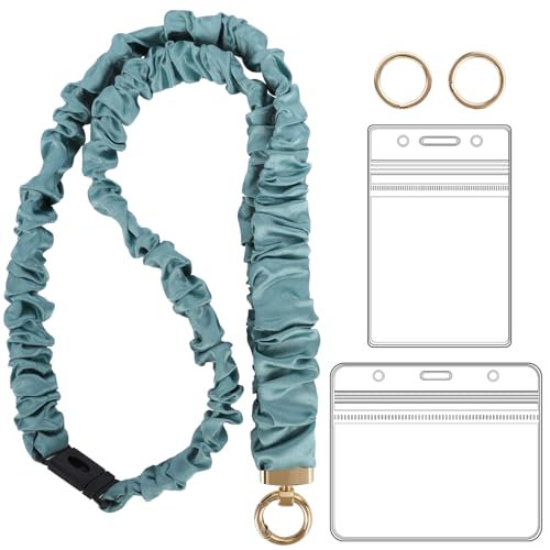 YAVVOZH Breakaway Scrunchie Lanyard with Id Holder, Stretchy Teacher Lanyards
