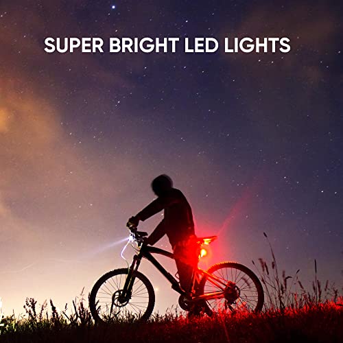 Albert Austin LED Bike Lights Set USB Rechargeable Bike Lights Kit Easy Mount Road and Mountain Bike Lights 4 Brightness Modes Bright Waterproof Bike Lights Front and Back for Bicycle