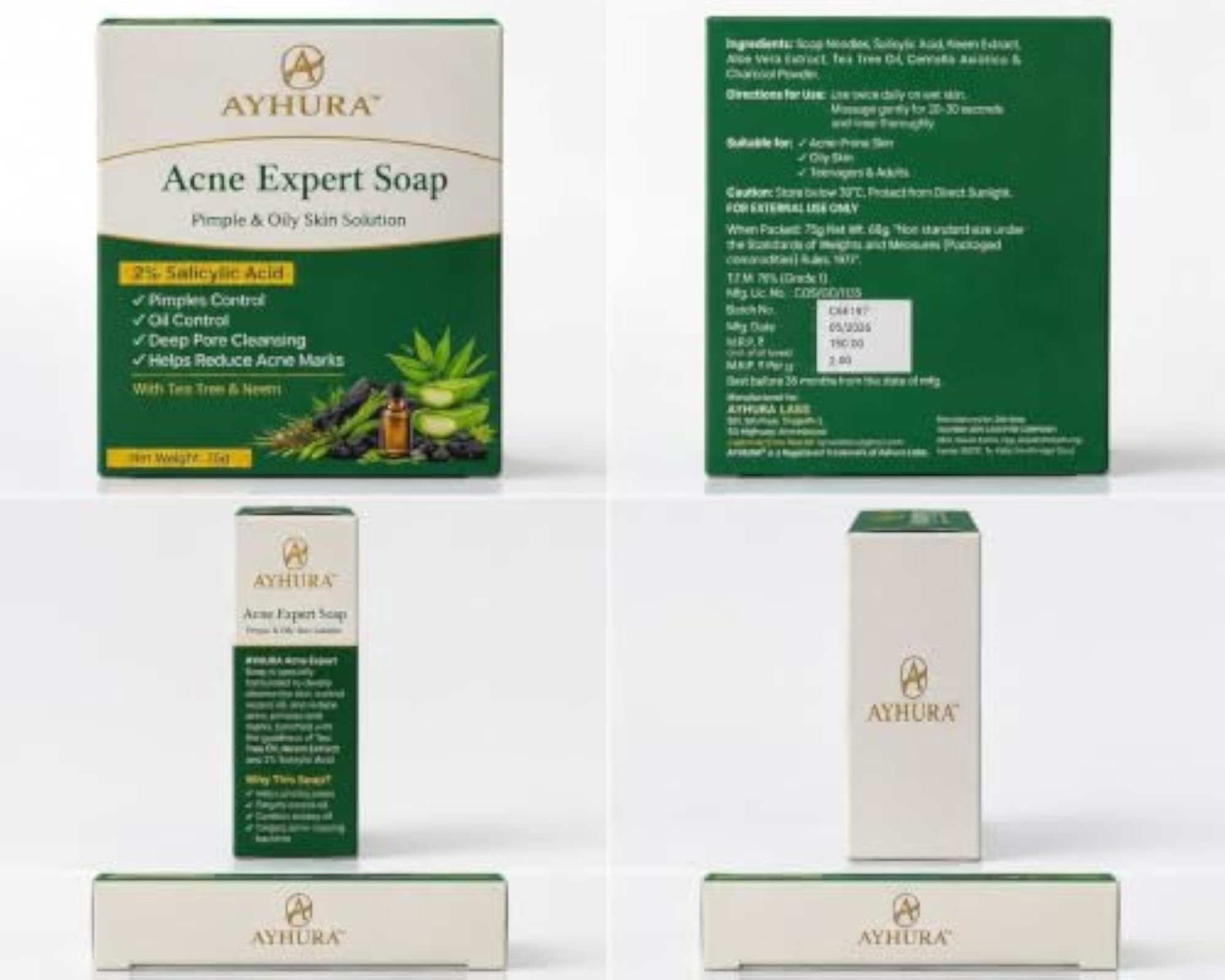 Acne Care Soap with 2% Salicylic Acid, Tea Tree & Neem