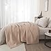 100% Cotton Blanket for Full Queen Size Bed - Taupe Waffle Weave Lightweight Summer Bed Blanket - 90x90in Prewashed Breathable, Woven, Layering Blanket (Full/Queen, Taupe)