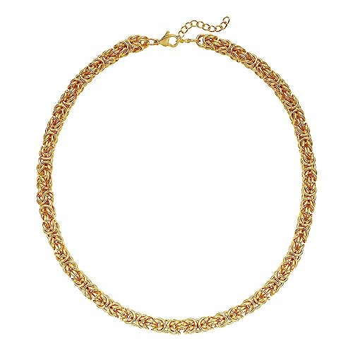 Shop Lc Stainless Steel Yellow Gold Ion Plated Byzantine Link Chain Necklace For Women Size 20-22" 97.30 Grams Birthday Gifts #TOP24