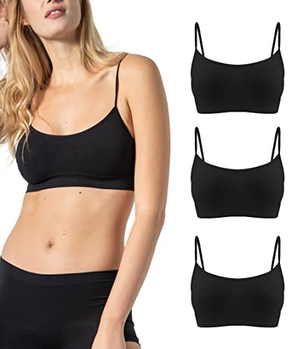 Risalti Sujetador Sin Aros Hombros Estrechos 3Pzs - Bralette Mujer en Microfibra, Top Bra Sin Costura y Etiquetas, Ropa Interior más Suaves Que el Sujetador Deportivo, Elástico - Made in Italy