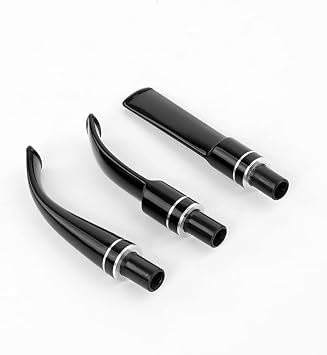 OLDFOX Pipe Stem Replacement Combination Fit 9mm Carbon Filter BE0042/52/67 | Black Bent Saddle Mouthpieces with Double Ring Decoration