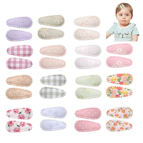 VelvetGlow 30 Pcs Baby Snap Hair Clips 1.5 Inch Non-Slip Wrapped Hairpins for Girls Toddler Hair Accessories