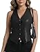 V VOCNI Women's PU Leather Vest V Neck Sleeveless Faux Leather Tops Dress Casual Waistcoat Western Jacket Black X-Large