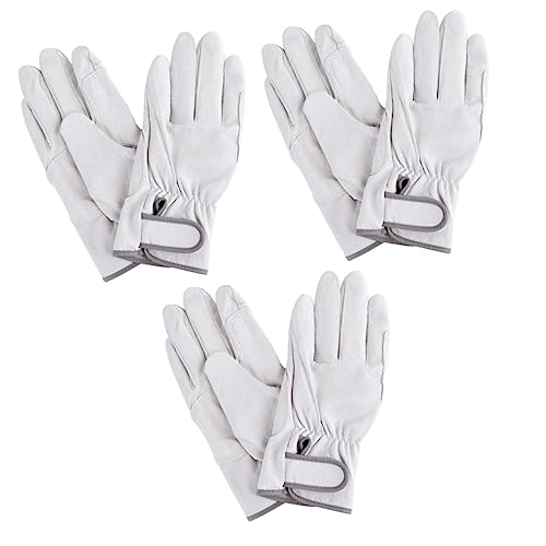 Mikikit 1pair Adjustable Leather Welding Gloves with Cotton Lining Heat Resistant Durable Anti-slip for Cooking Barbecue Welding and Labor Protection Design for Easy Handling