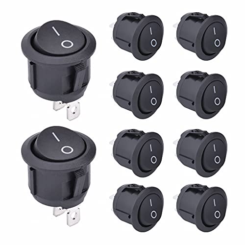 LE Lot de 10 interrupteurs à bascule 2 positions marche/arrêt avec SPST 2 broches 250 V 6 A Interrupteur à bascule Rocker KCD1-5-101 Interrupteur rond (marche/arrêt) Cover