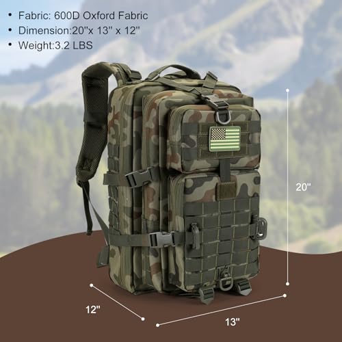 Image of Hannibal Tactical MOLLE Assault Backpack, Tactical Backpack Military Army Camping Rucksack