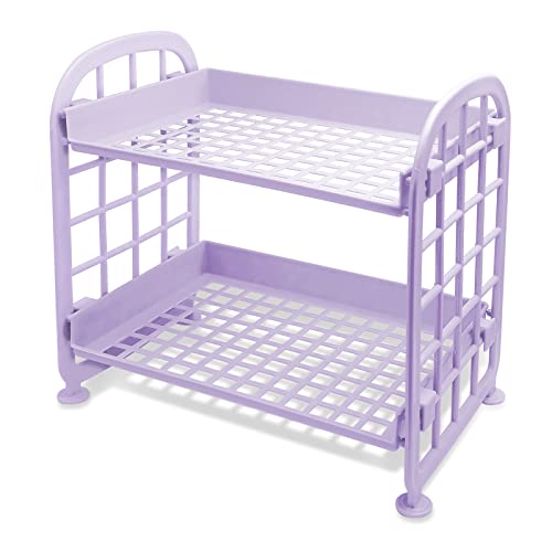 UnnFiko 2-Layers Table Shelf Organizer, Adjustable Plastic Storage Rack Shelf Square Basket Desk Stand Table Storage Organizer Shelves (Purple)