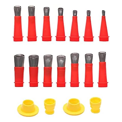 Yeahbo 18pcs Perfect Caulking Finisher Kit,Including 14Pcs Caulk Nozzle Applicator And 4 Plastic Base, Sealant Caulk Finishing Tool Kit For Kitchen Bathroom Window, Sink Joint Cover