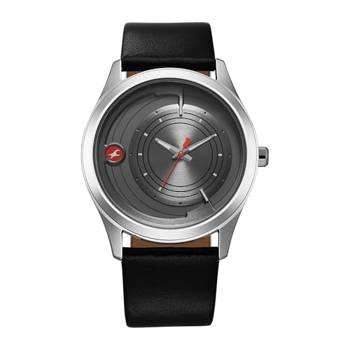 Image of Fastrack Groove Quartz Grey Round Dial Men's Analog Watch | Leather Strap Material | Water Resistant Watch - 3317SL02