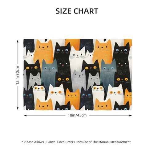 Sets de table anti-tache et chaleur chat multicolore en lin - 3