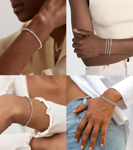 doubgood Gold Bracelets for Women, 5 Piece Gold Bracelet Stack Beaded Ball Jewelry Sets Gifts for Women3