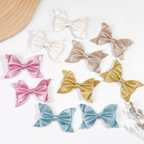 DeD 30 Pieces 4.5 Inch Glitter hair Bows clips for girl MultiColor Sparkly Sequins hair bows Alligator Clips for Baby Girls Teens Toddlers(15 Pair)