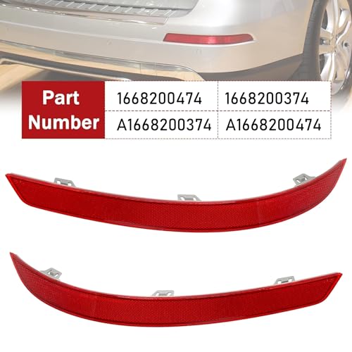 Image of 2 PCS Rear Bumper Reflector Fit for Mercedes-Benz X166 GL GL350 GL450 GL500 GL550 GL63 AMG 2013-2016 GLS450 2017-2019 Replace # A1668200474 1668200474 A1668200374