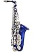 370-BU - Blue/Silver Keys Eb E Flat Alto Saxophone Sax Lazarro+11 Reeds,Music Pocketbook,Case,Care Kit