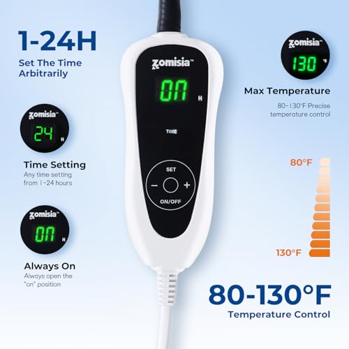 ZOMISIA Almofada de aquecimento para gatos – 11 opções de temperatura ajustável e 25 temporizadores,