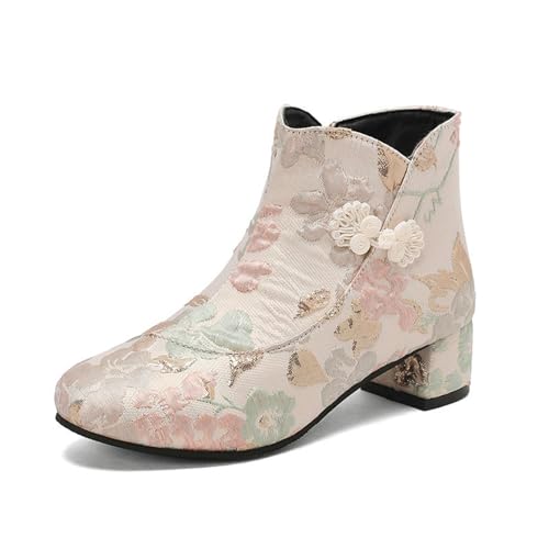 JIFAENY - Antique Chinois Brodé Hanfu Chaussures pour Femmes Tissu Vintage Broderie Robe Cheongsam Bottes Asiatique Traditionnelle Filles Chaussures, jaune, 34 EU
