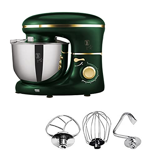 Küchenmaschine 1300W, Schüssel 6 L, 6 Geschwindigkeiten, Rührbesen, Knethaken, Schneebesen, Grüner Mischer BERLINGER…