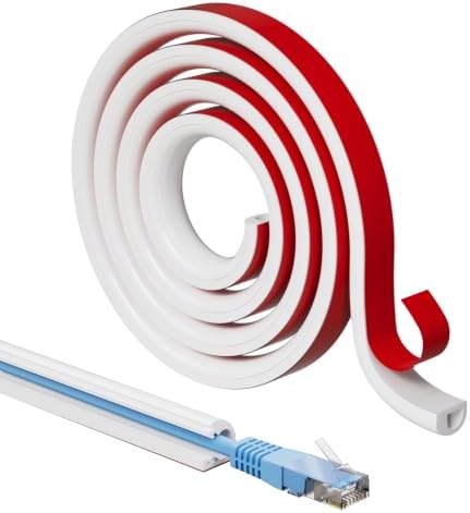 2m Silikon Kabelkanal Weiß Selbstklebend Mini für 1 Kabel,14(B) x 10(H) mm | Flexible Kabelabdeckung zum Verstecken dünner Kabel an Wand,TV,Decke und Boden,Selbstklebend und einfac