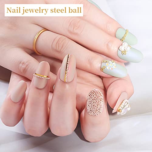 OTKARXUS Nail Art Caviar Beads, 5 Boxes, Gold, Silver, Rose Gold, Shiny Silver, Colorful, Round, Metal, Small - Image 4