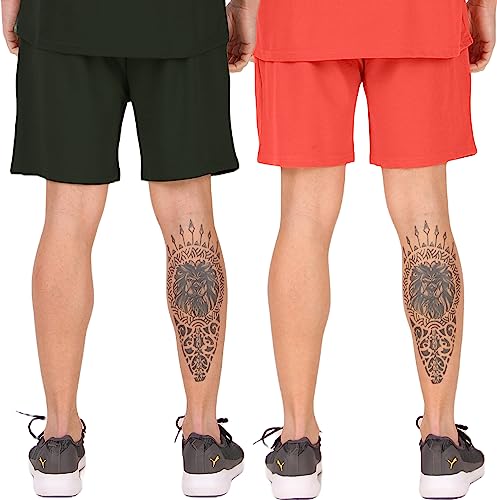 Image of London Hills Shorts Pant for Men Cotton Blend with Side Pockets | Shorts for Men | Half Pant for Man | Shorts' for Mens Stylish | Gym Short's for Man Workout | Boxer Shor'ts for Man's | Green, Navy