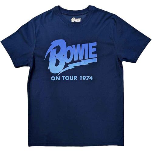 T-shirt David Bowie 1974 bleu denim parfait pour vos sorties et festivals rock