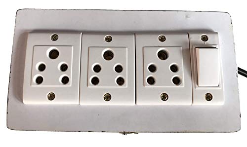 Image of Electric Extension Wooden Board (1 Meter 3Core Wire) (3Socket 1 Switch-7x4x1.5)