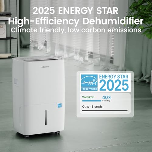 Image of Waykar 120 Pints Energy Star Dehumidifier for Spaces up to 6,000 Sq. Ft at Home, in Basements and Large Rooms with Drain Hose and 1.14 Gallons Water Tank