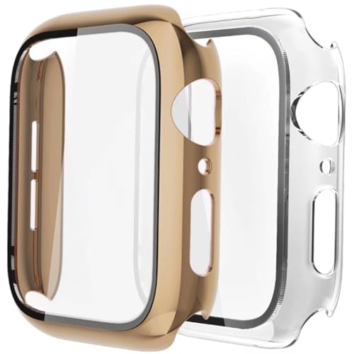 Ya en manzanajugosa.com: Fengyiyuda Funda[2 Pack] Compatible con Apple Watch 38/40/42/44mm,Estuche con TPU Protector de Pantalla,Caja Protector Anti-Choque Caso para IWatch Series se/6/5/4/3/2/1-Light Gold/Clear,42mm