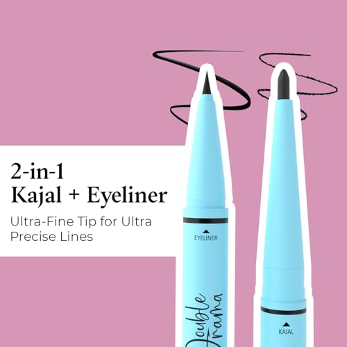 Image of Glam21 Double Drama Kajal + Eyeliner Duo | Dramatic black pigment | Smudge proof| Waterproof| Matte finish| Long lasting upto 48 Hours| Creamy Formula| Intense color| Black