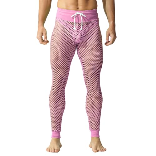 YOOBNG Leggings Actifs en Maille pour Hommes - Pantalons Longs Transparents Élastiques avec Cordon