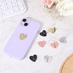 8pcs Heart Cell Phone Ring Holder, Metal Finger Ring Stand Heart-Shaped Sticky Phone Grip Ring Phone Charm Hook Kickstand for Mobile Phone Tablet DIY Accessories