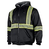 VENDACE Men's ANSI Class 3 High Vis Safety Reflective Sweatshirt Wool Fleece Zipper Jacket Hoodie wi