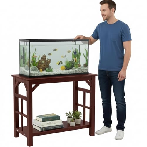 Colingmill 10-20 Gallon Solid Wood Fish Tank Stand, Cherry