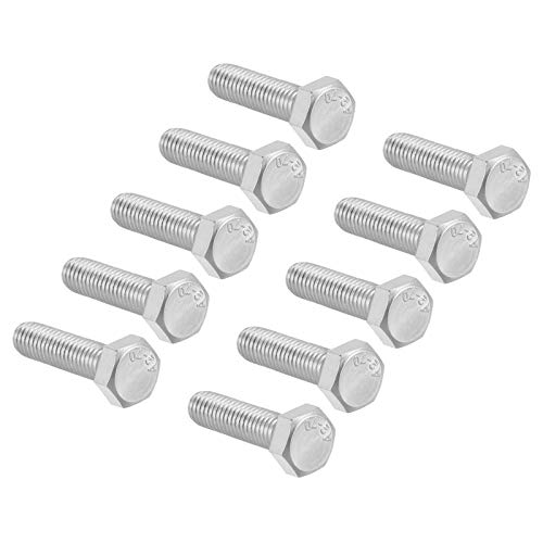 Image of 10 Pcs M8 Hex Bolt M8-1.25 x 30mm UNC Hex Head Screw Bolts A2-70(304) Stainless Steel Fully Threaded Hex Tap Bolts,Plain Finish,Fully Threaded (M8 x 30mm)