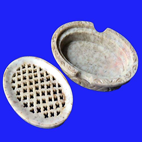 One Marble Soap Dish Handicraft Bathroom Accessories Decor Hand Carving (Soapstone Oval Shape) Polished Shiny Dish Holder Beautifully Crafted Soap Dish Natural Stone Bar Soap Holder - Soap Saver Tray #TOP1