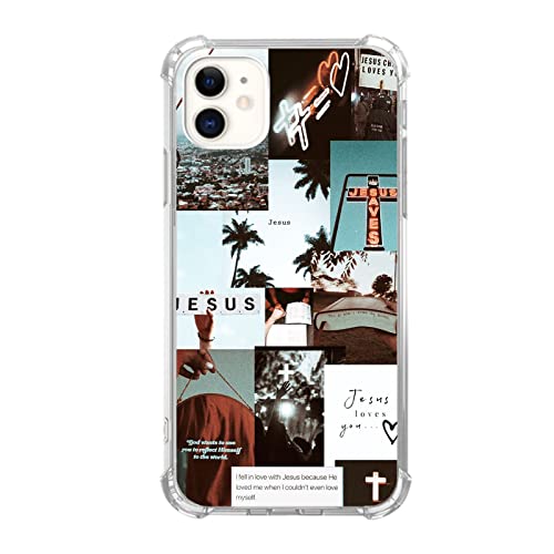 Lemifelgby Christian Aesthetic Case Compatible with iPhone 11, Jesus Cross Collage Phone Case for iPhone 11, Cool TPU Protective Phone Case Cover